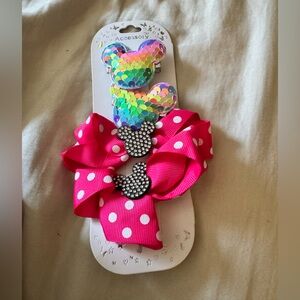 Polka Dot Hair Bow with Sequin Clips Minnie Mouse inspired